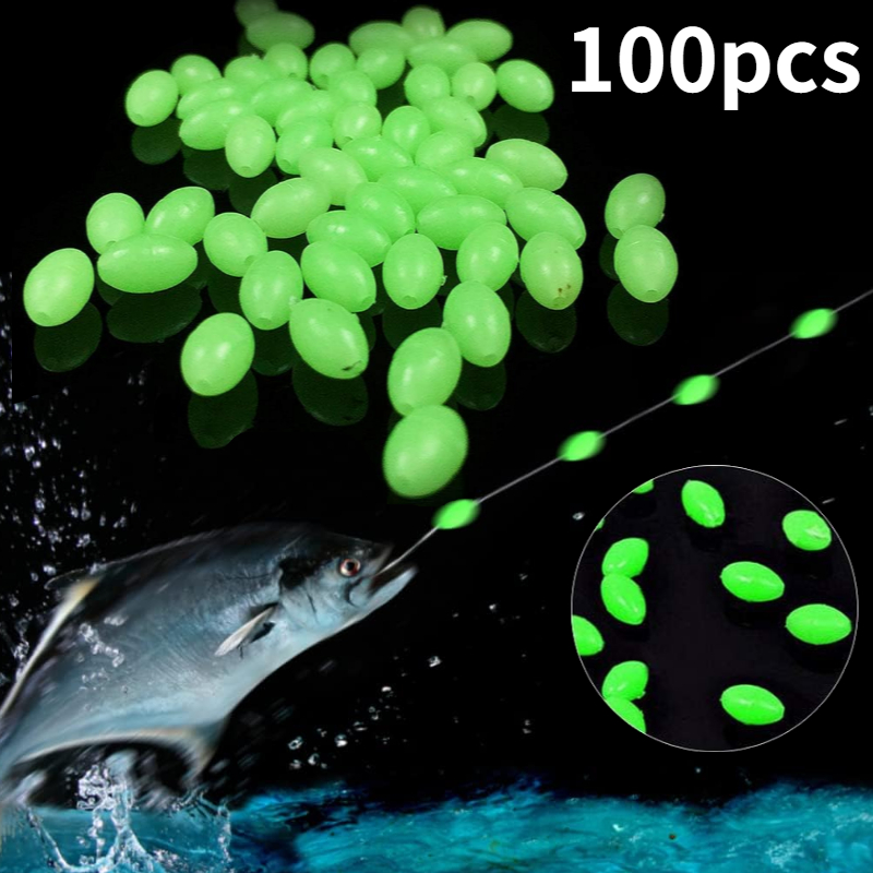 Fishing Equipment Used - 100pcs/lot Manik-manik Pancing Oval Bercahaya di