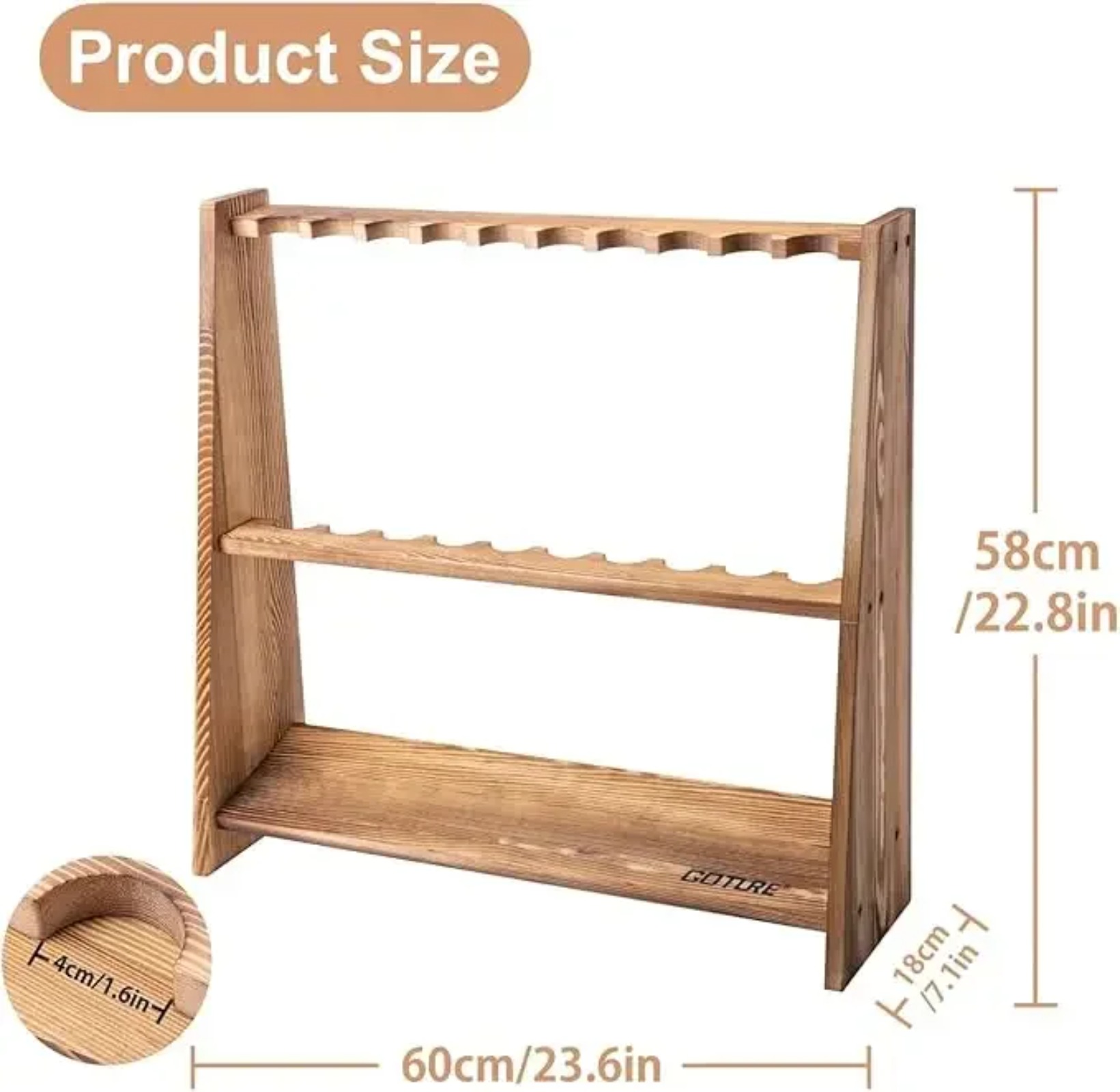Rak Pancing Kayu Pinus Karboni - Fishing Equipment Storage ulasan dan harga